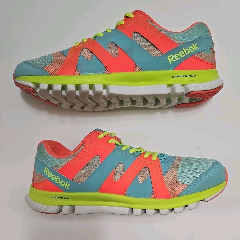 Reebok Women's  Sublite Super Duo Running Shoes Blue Orange Neon Size 9